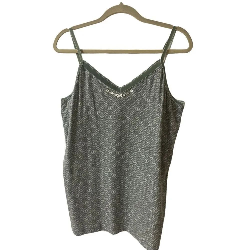 Sundance tank top green and white print sz XL